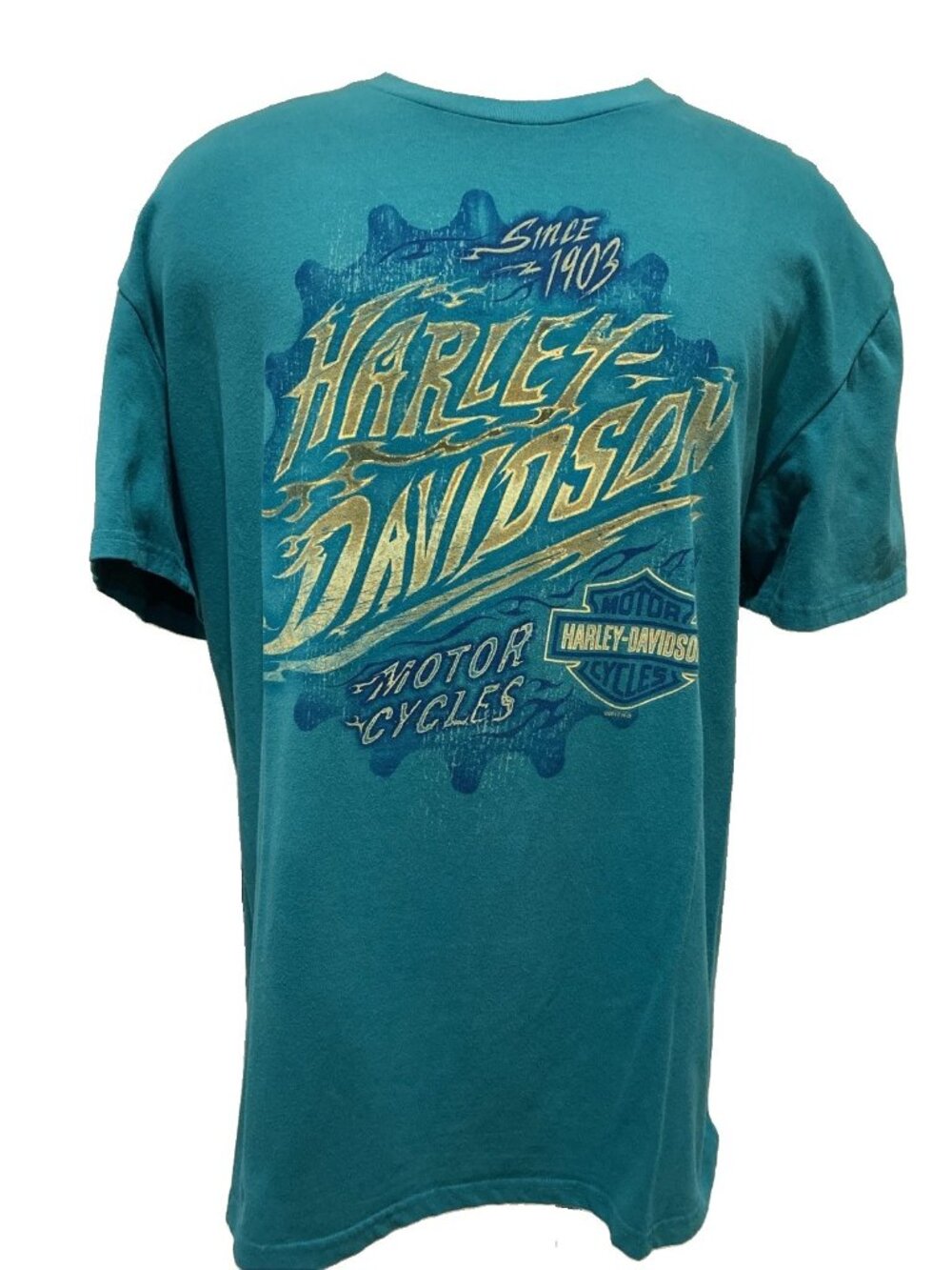 Vintage HARLEY DAVIDSON GREAT SOUTH NEWNAN GEORGIA MEN Graphic T-SHIRT XL Blue